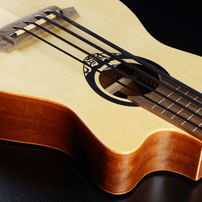 LAG TKB150FCE Tiki Mini Cutaway Natural Elektro Akustik Bas Gitar